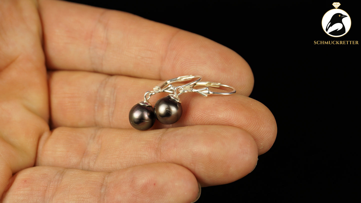 Ohrringe mit echten Tahitiperlen & 925 Silber Brisur