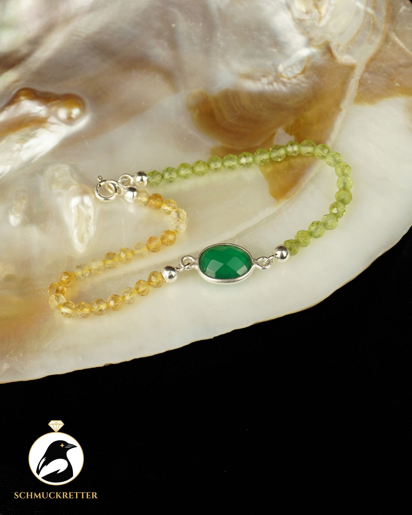 Armband | Jemenchamäleon | Peridot, Citrin & Grüner Achat