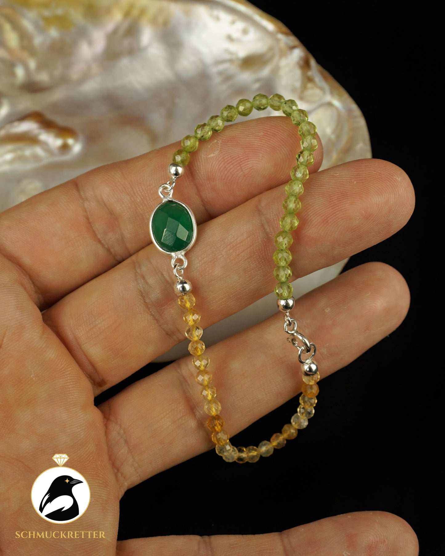 Armband | Jemenchamäleon | Peridot, Citrin & Grüner Achat