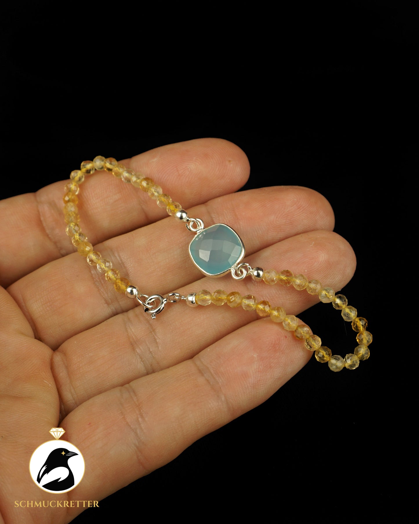 Armband | Wellensittich | Citrin& hellblauer Chalcedon