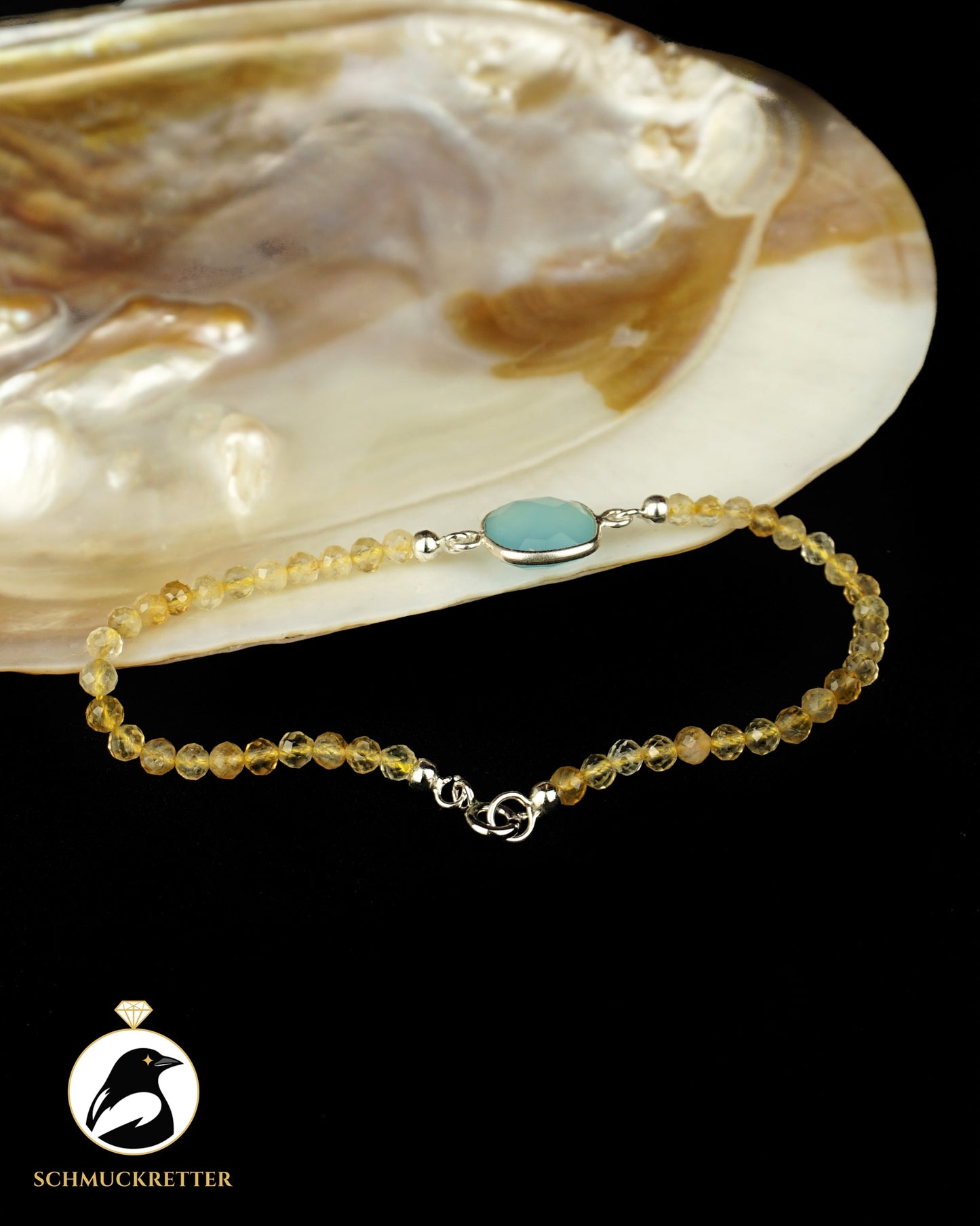 Armband | Wellensittich | Citrin& hellblauer Chalcedon