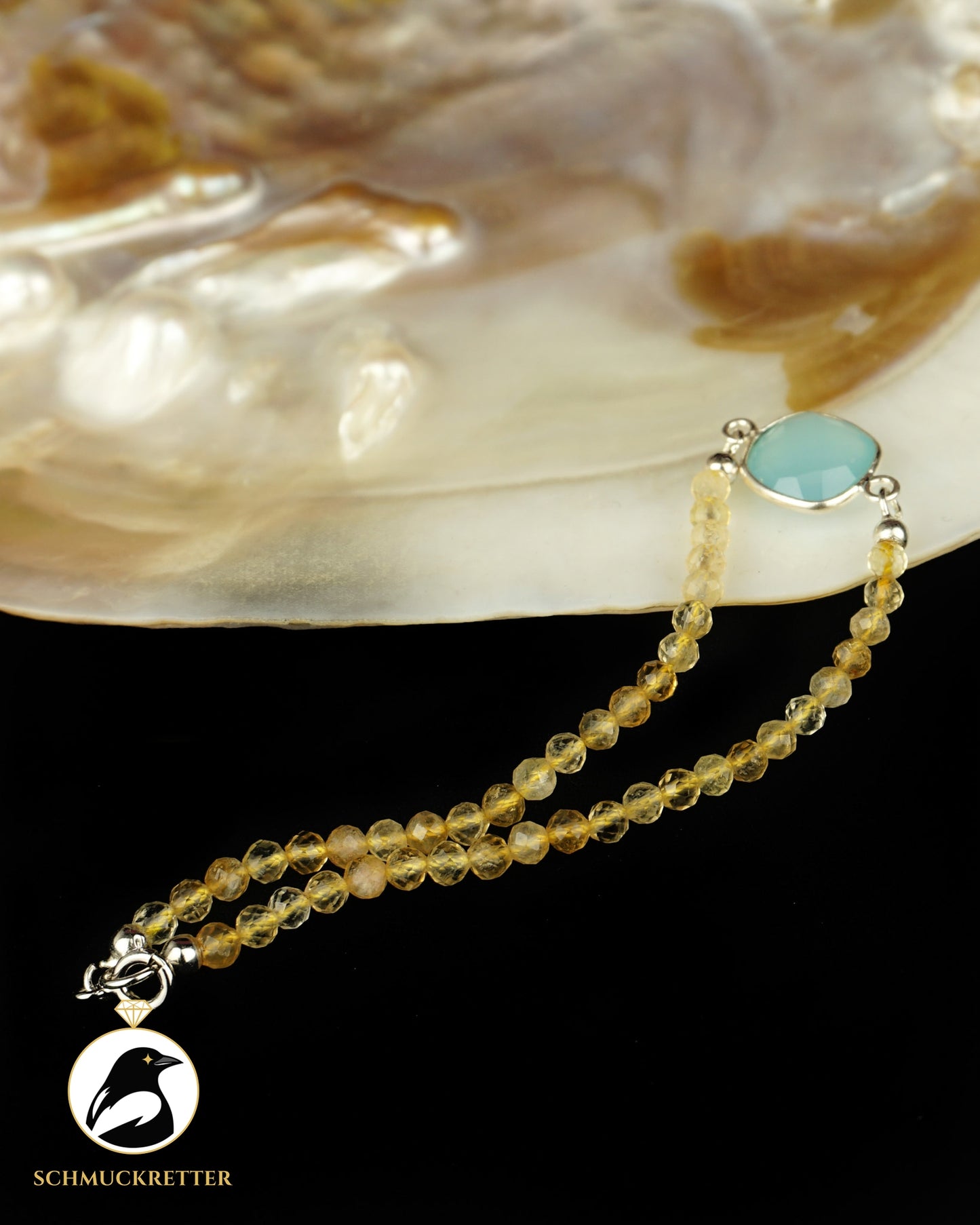 Armband | Wellensittich | Citrin& hellblauer Chalcedon