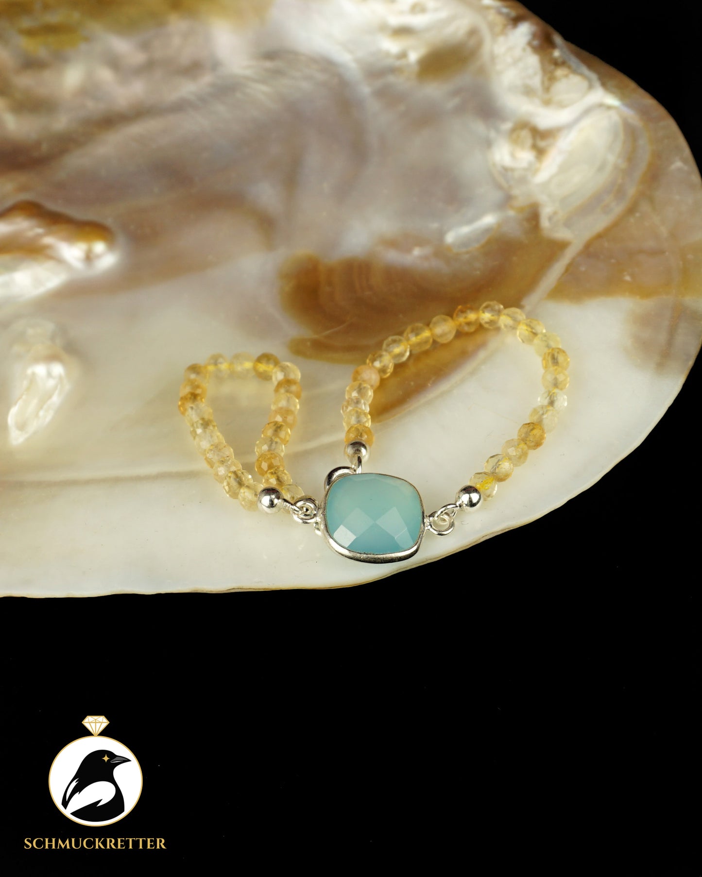 Armband | Wellensittich | Citrin& hellblauer Chalcedon