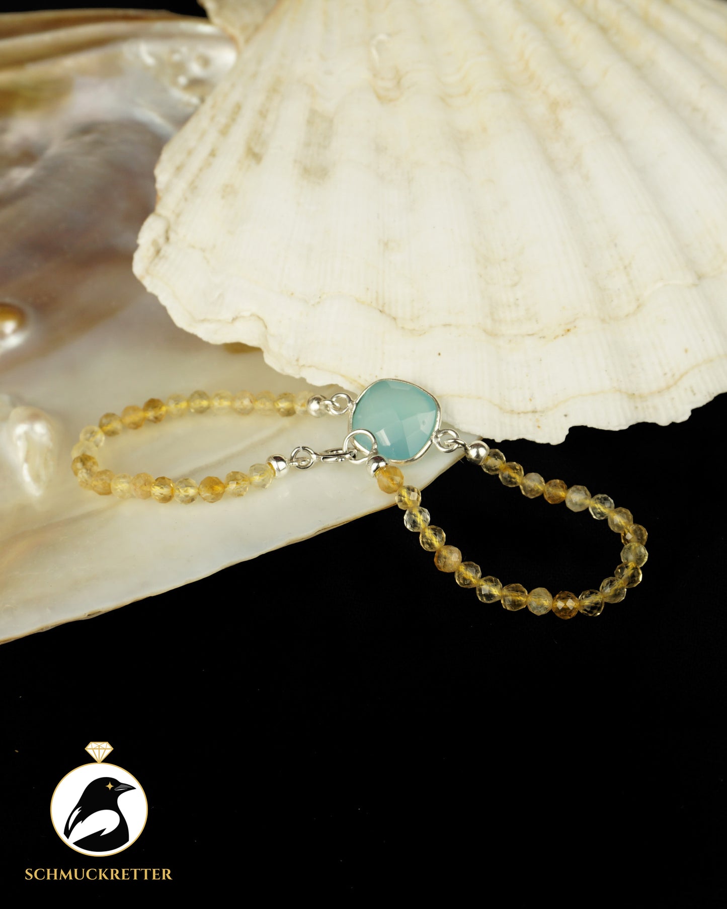 Armband | Wellensittich | Citrin& hellblauer Chalcedon