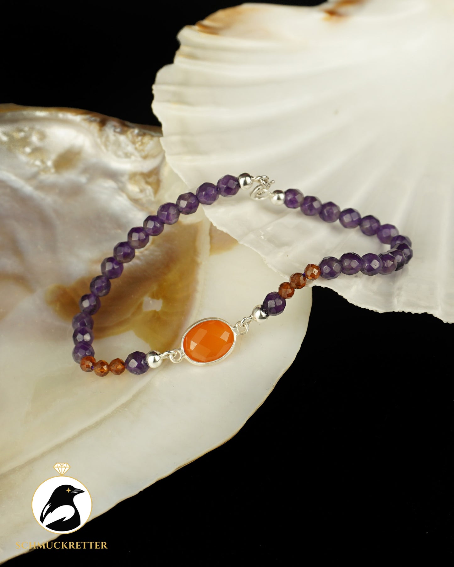 Armband | Vampirkrabbe | Amethyst, Karneol, Hessonit