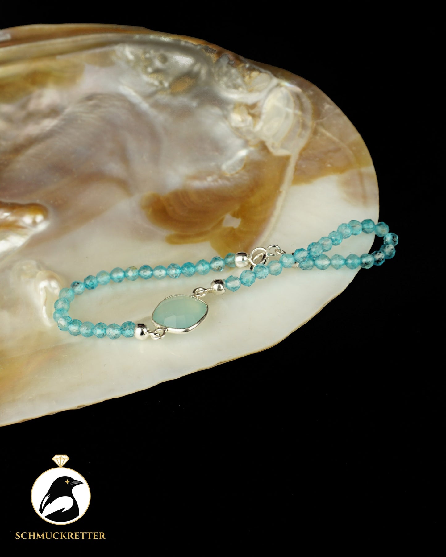 Armband | Blauer Floridakrebs | Blautopas & Chalcedon