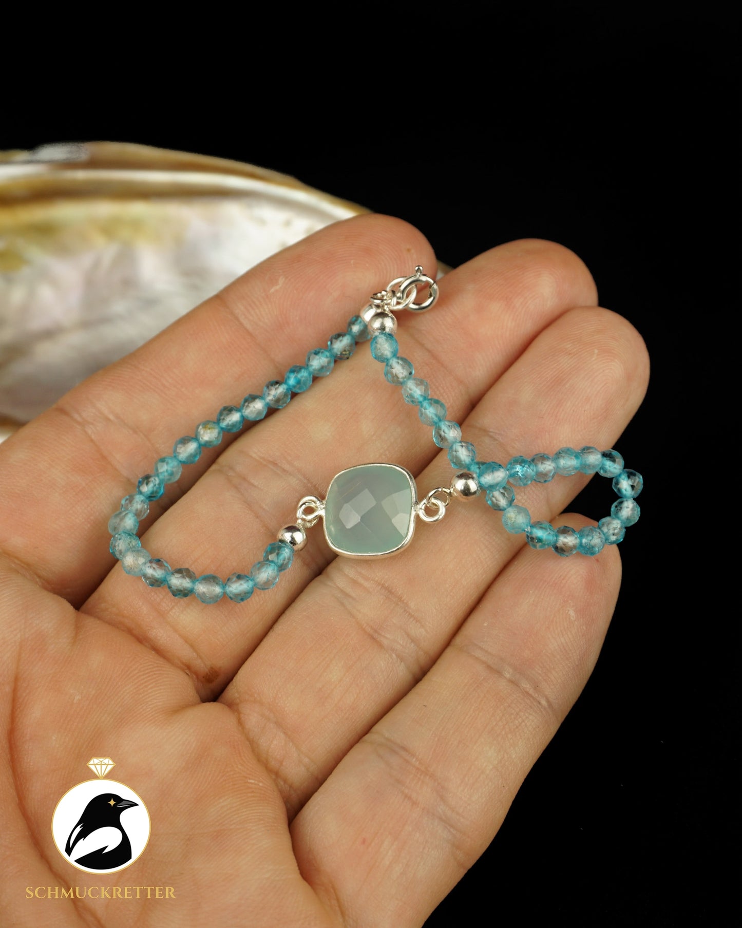 Armband | Blauer Floridakrebs | Blautopas & Chalcedon