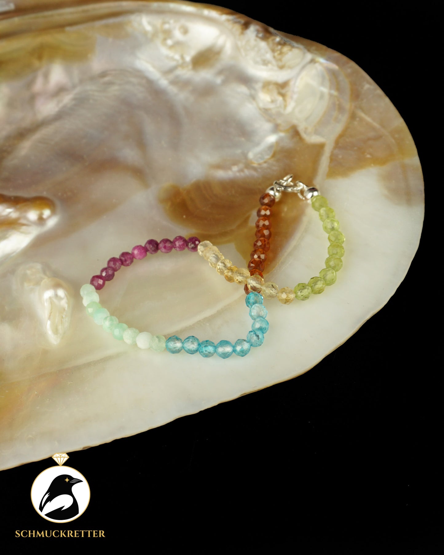 Armband | Papageifisch | Blautopas, Chrysopras, Rubin, Hessonit, Peridot, Citrin