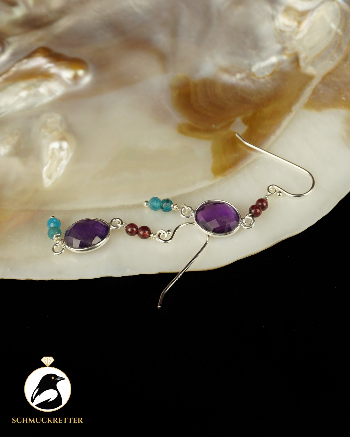 Ohrringe | Kampffisch | Amethyst, Apatit & Granat