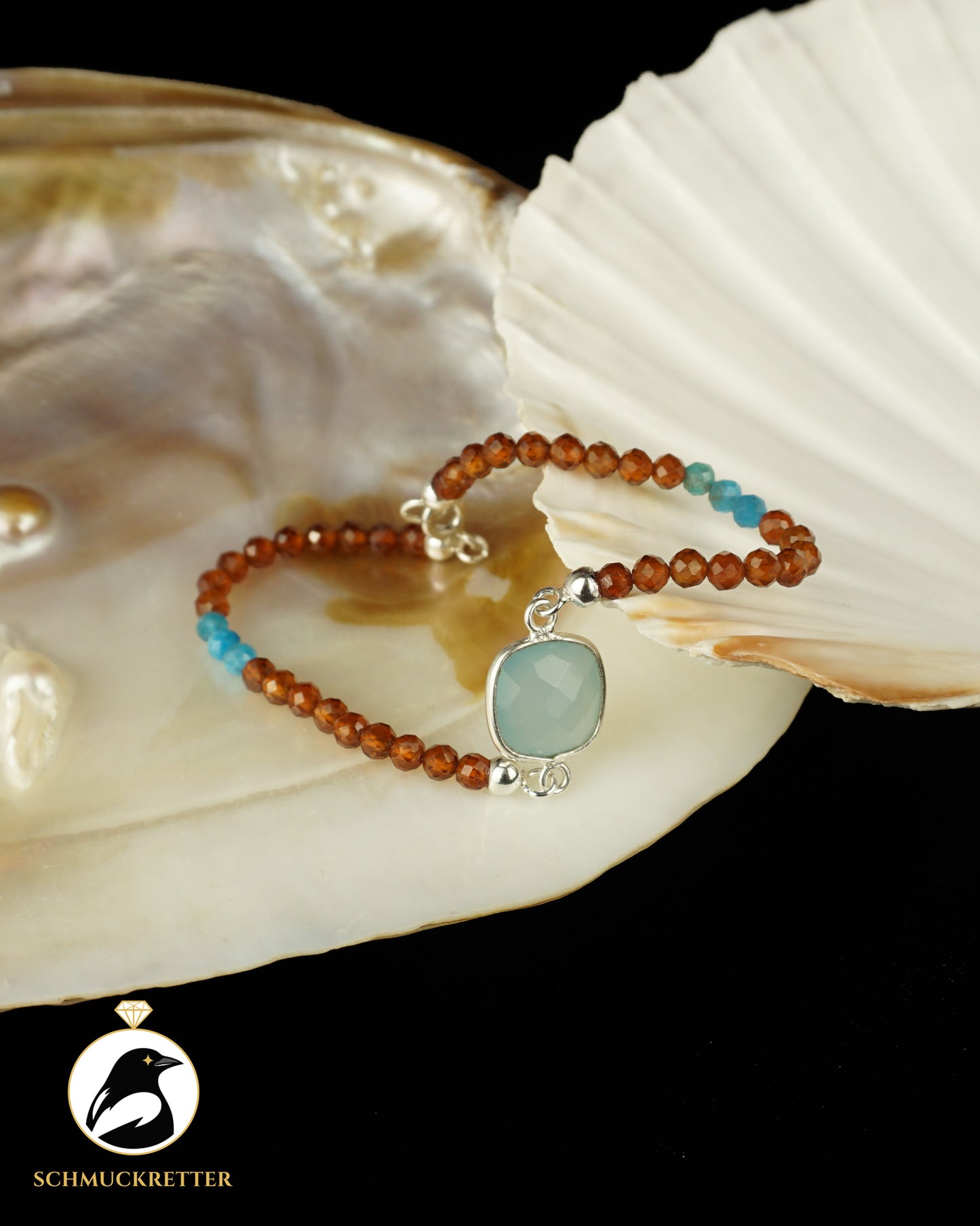 Armband | Eisvogel I | Chalcedon, Hessonit & Apatit