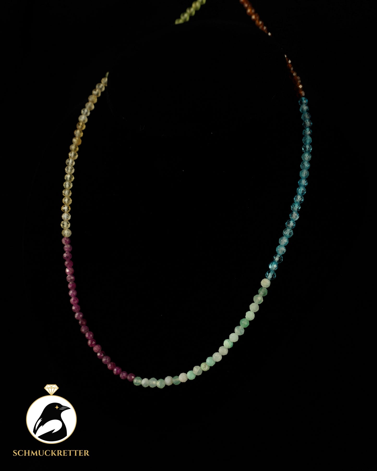 Kette| Papageifisch | Blautopas, Chrysopras, Rubin, Hessonit, Peridot, Citrin
