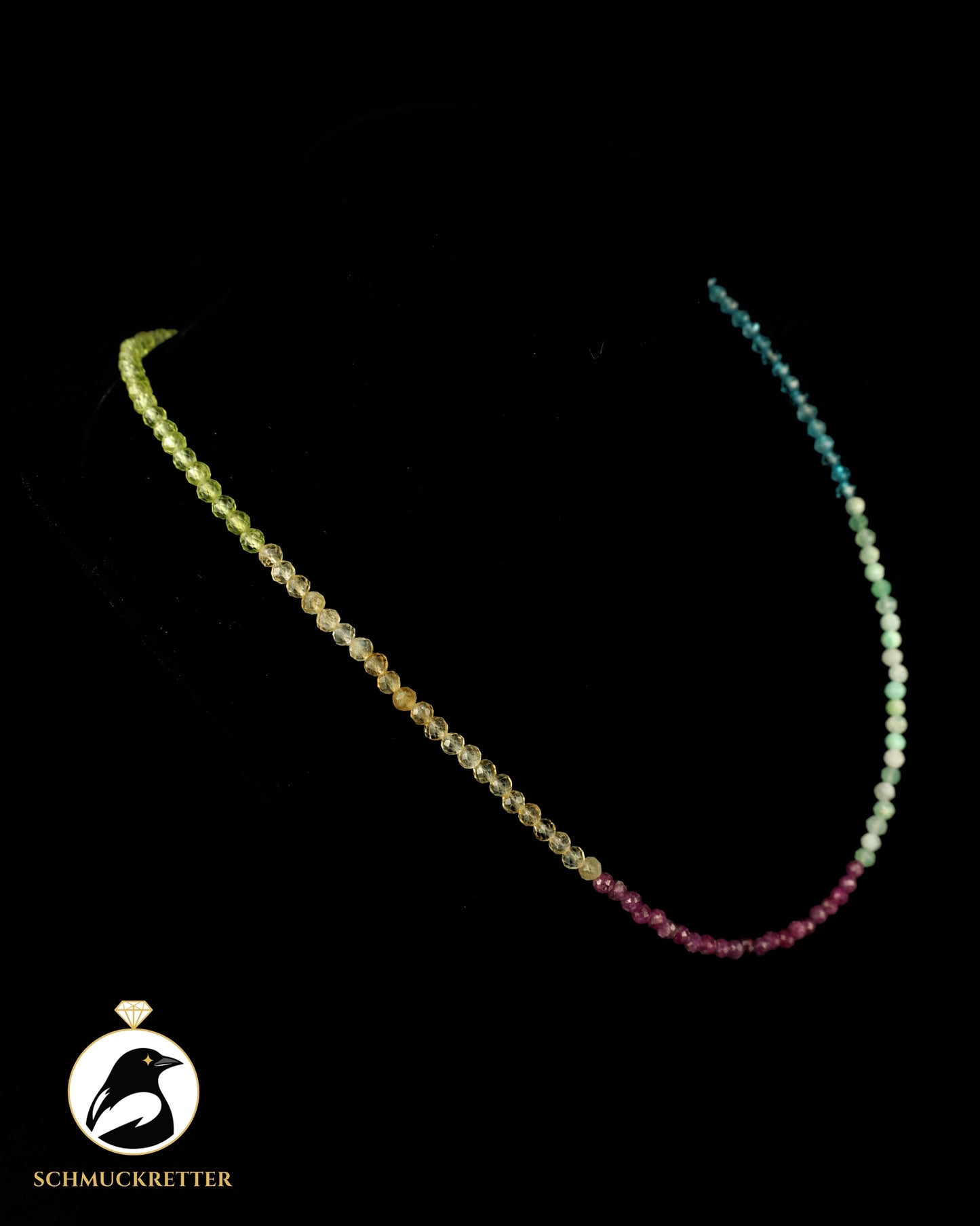 Kette| Papageifisch | Blautopas, Chrysopras, Rubin, Hessonit, Peridot, Citrin